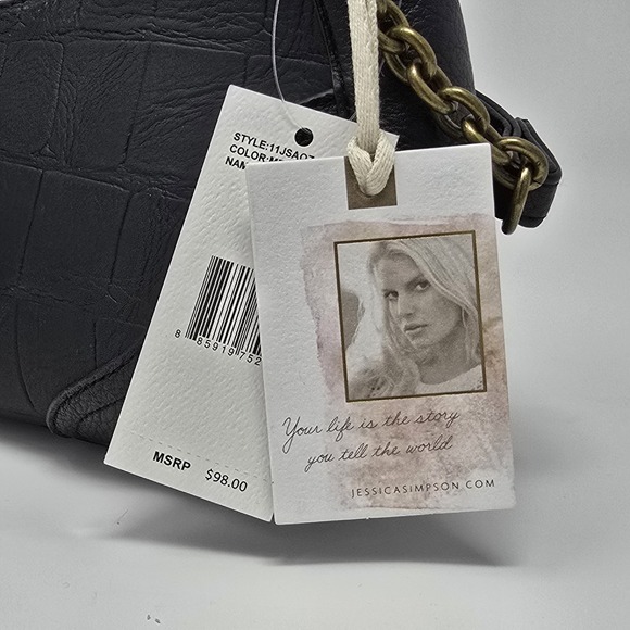 Jessica Simpson Shoulder Bag‎ Black Gold Trim Crossbody Purse - Picture 4 of 7